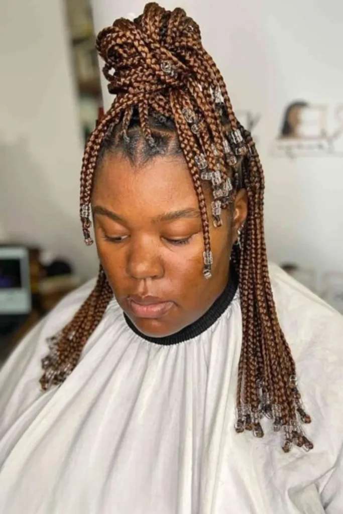 Beaded Brown Knotless Braids