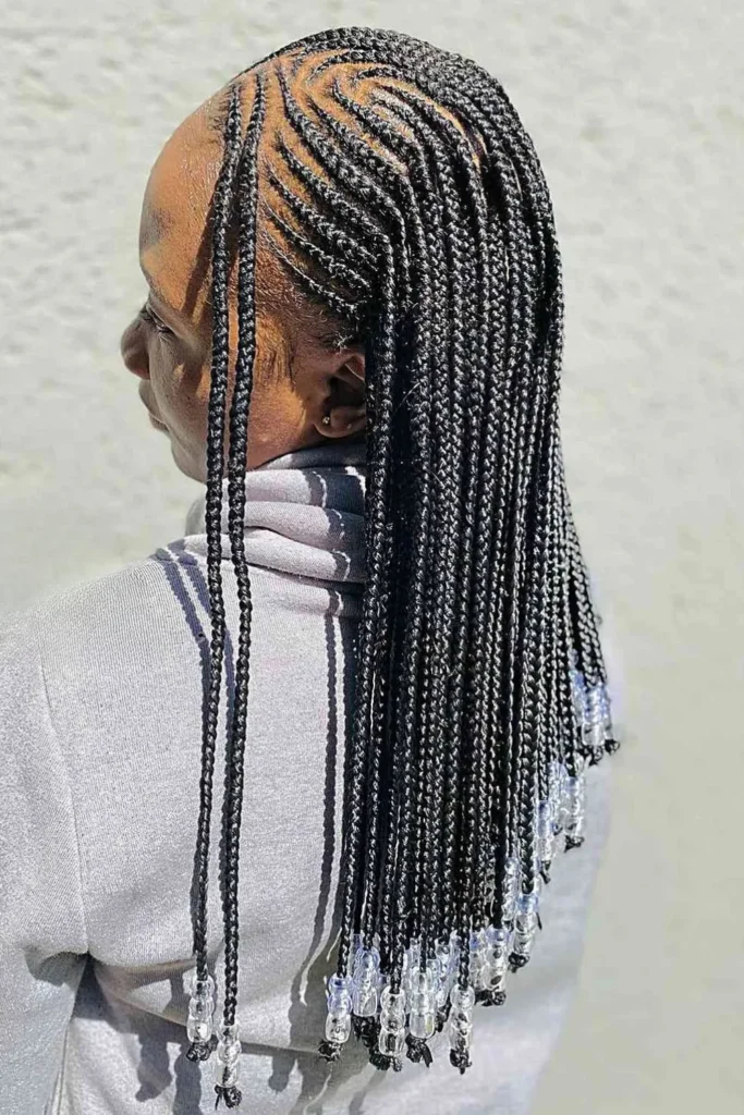 Beaded Mid-Length Fulani Braids