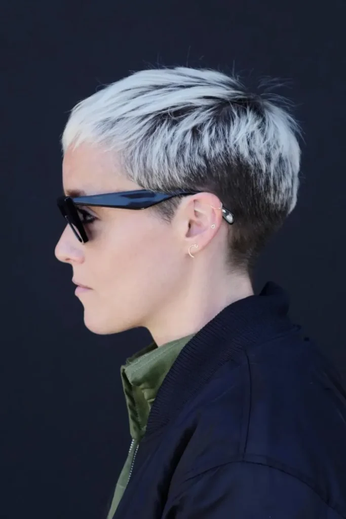 Black And White Pixie Cut With Bangs