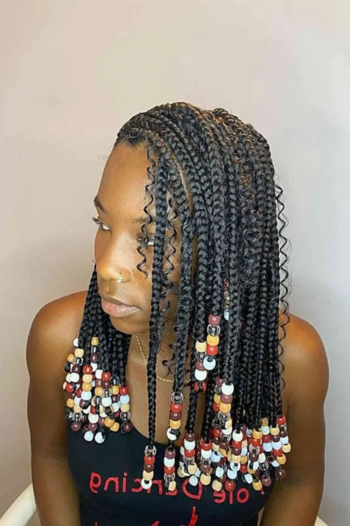 Bohemian Knotless Braids with Colorful Beads