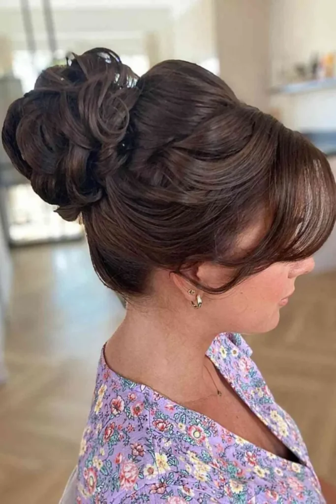 Bouffant Bun Updo with Bangs