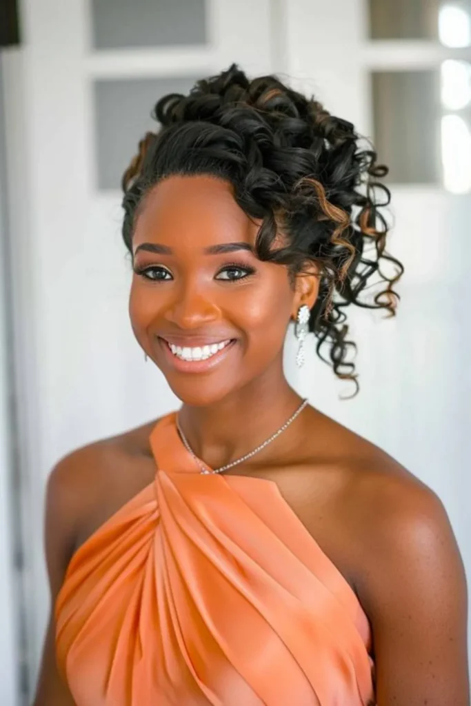 Bridesmaid Updo for Naturally Curly Hair