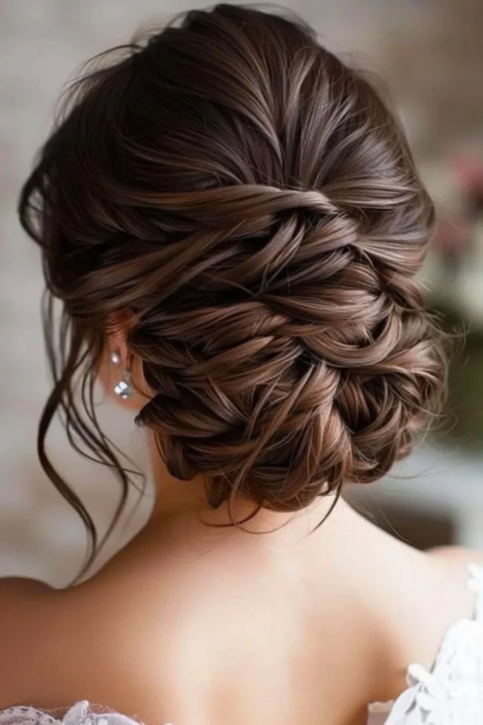 Bridesmaid Updo on Dark Brown Hair
