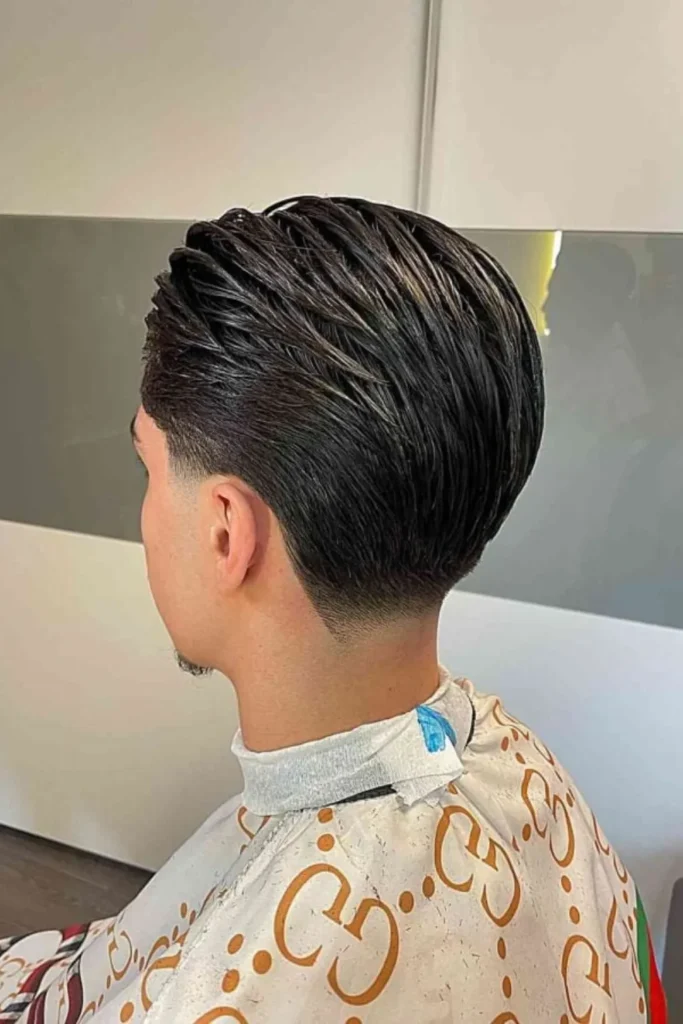 Brushed Back Wet Style with Low Fade