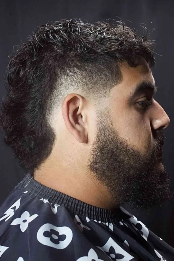 Burst Fade Mullet with Beard