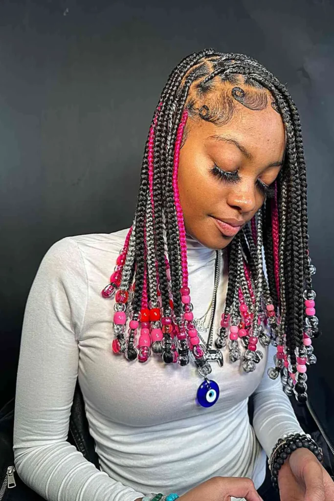 Colored Braids and Beads with Sleek Edges