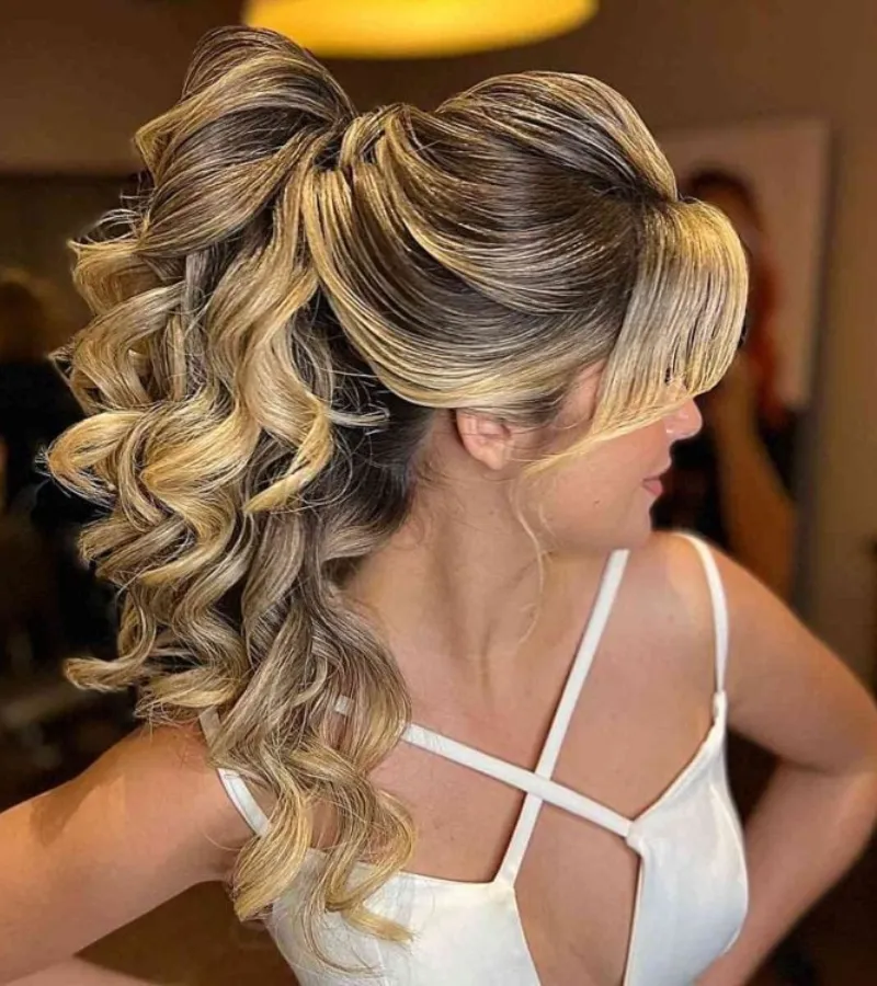 Curled Ponytail for Long Thick Hair