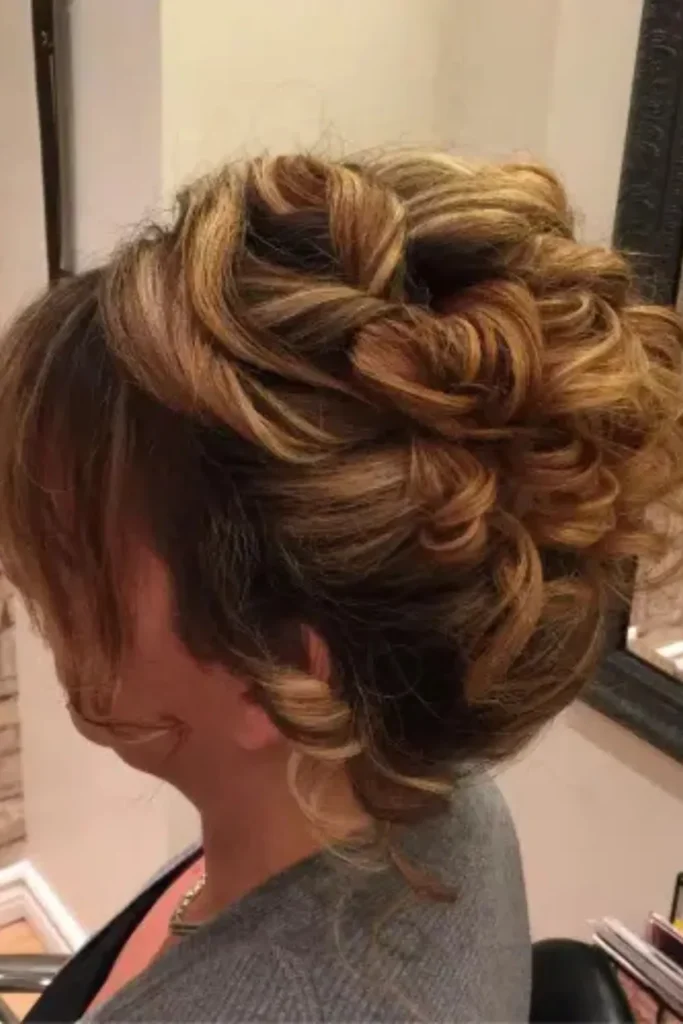 Curly Updo with Straight Bangs