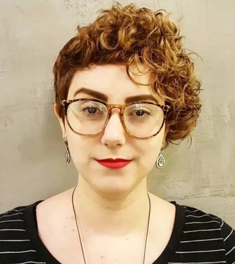 Curly and Side-Parted Pixie