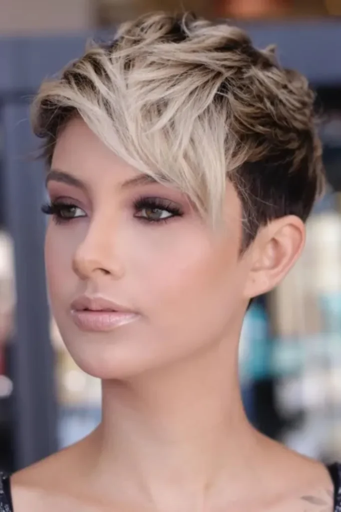 Dark Brown to Blonde Pixie