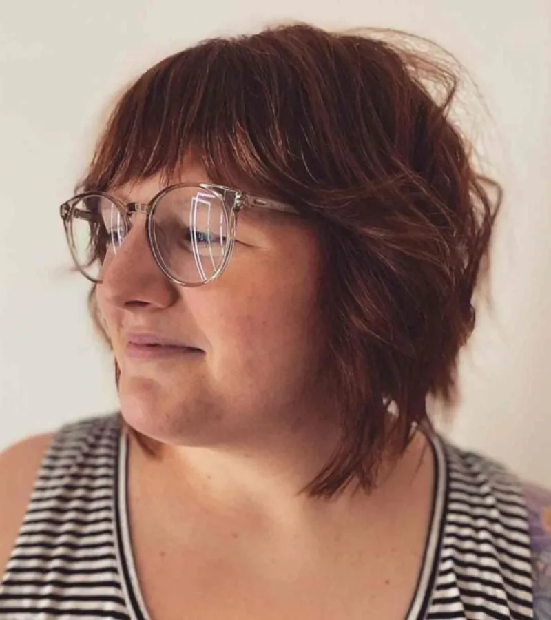 Graduated and Layered Shaggy Bob with Bangs