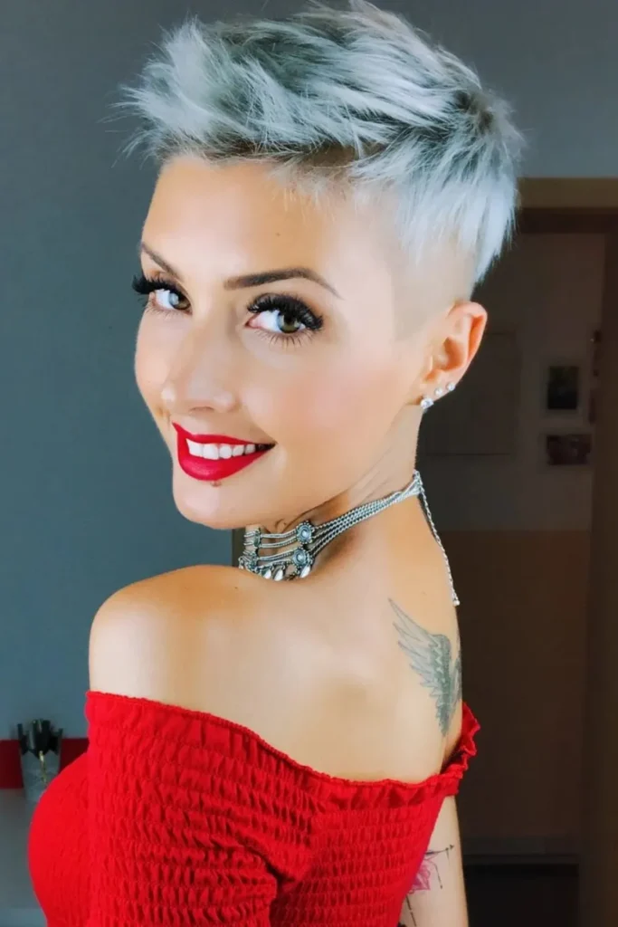 Gray Pixie Cut With Bangs