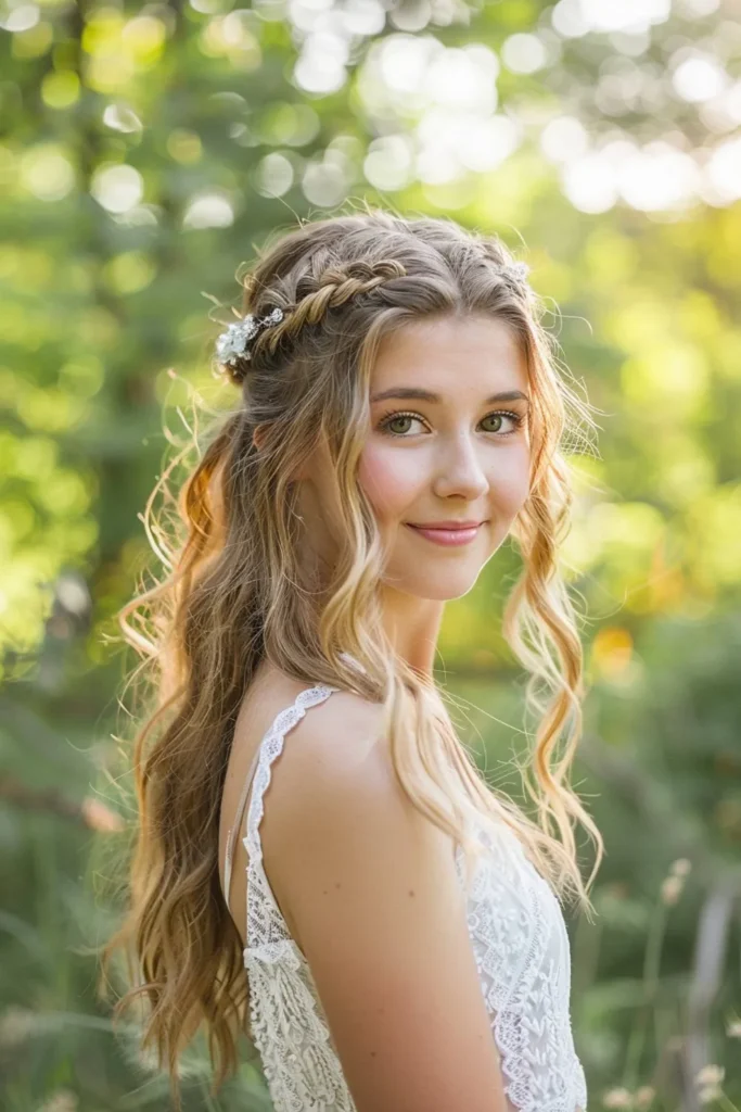 Half-Up Cascade Crown Hair