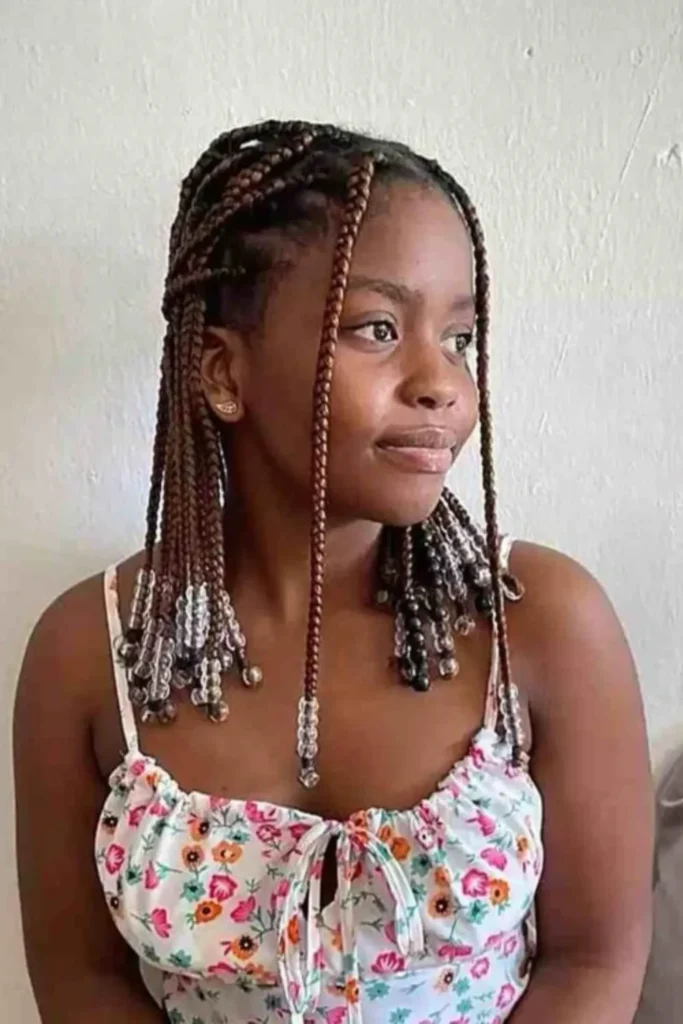 Half Up Half Down Braids with Clear Beads