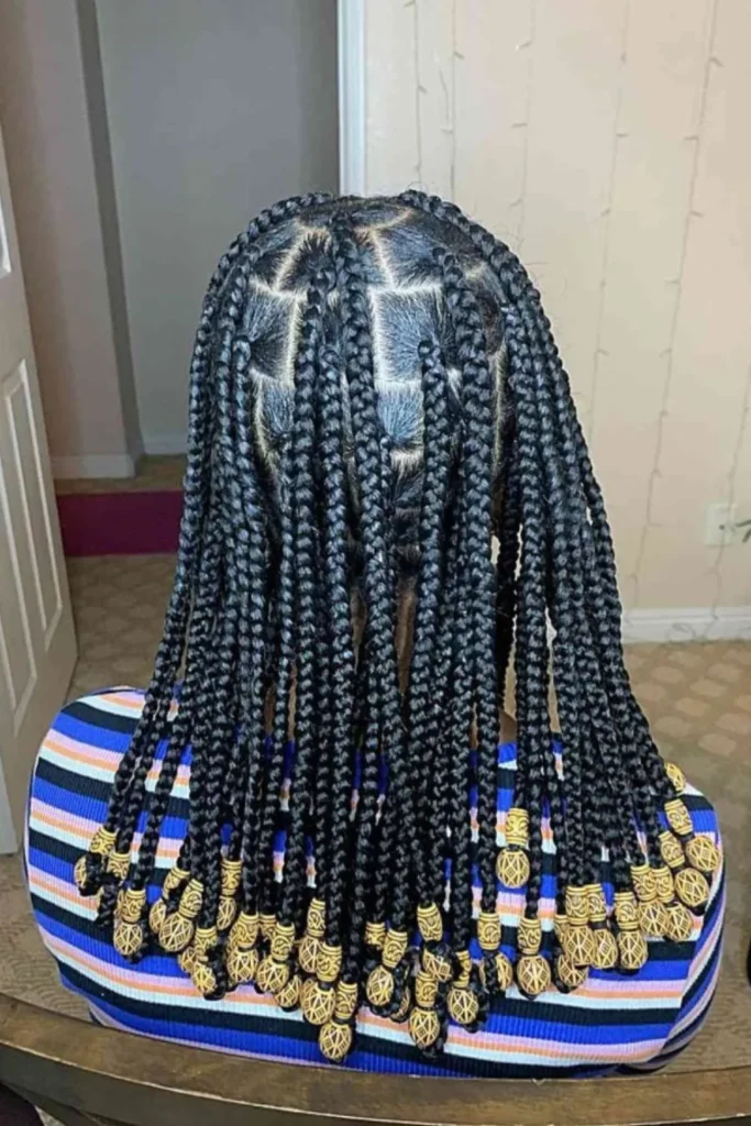 Knotless Box Braids with Wooden Beads
