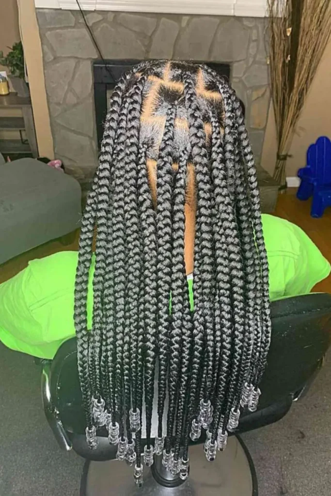 Long Chunky Braids with Beads on the Ends