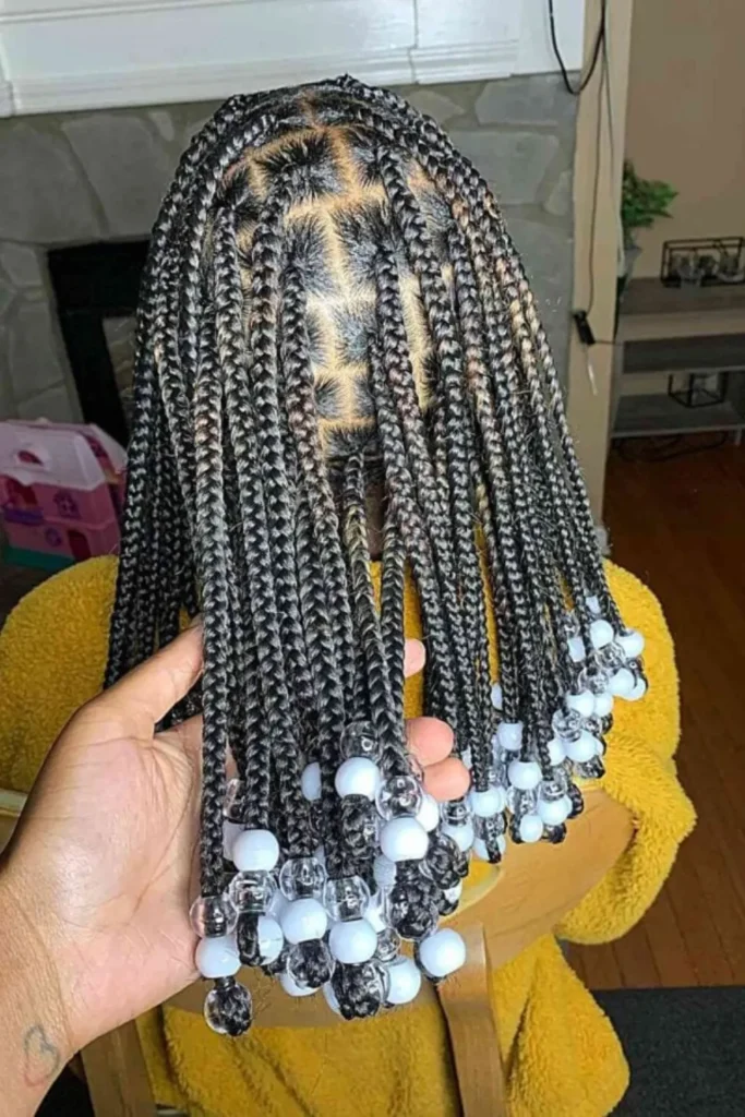 Medium Knotless Braids with Large Beads