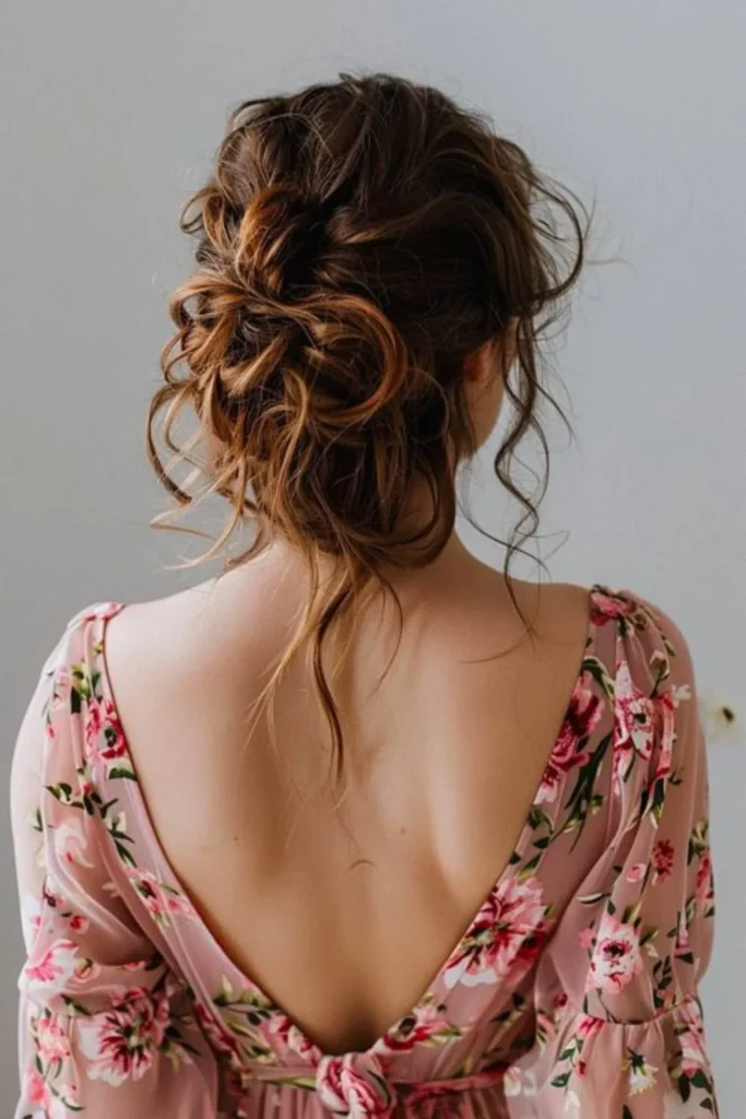 Messy Bridesmaid Hair Bun Updo