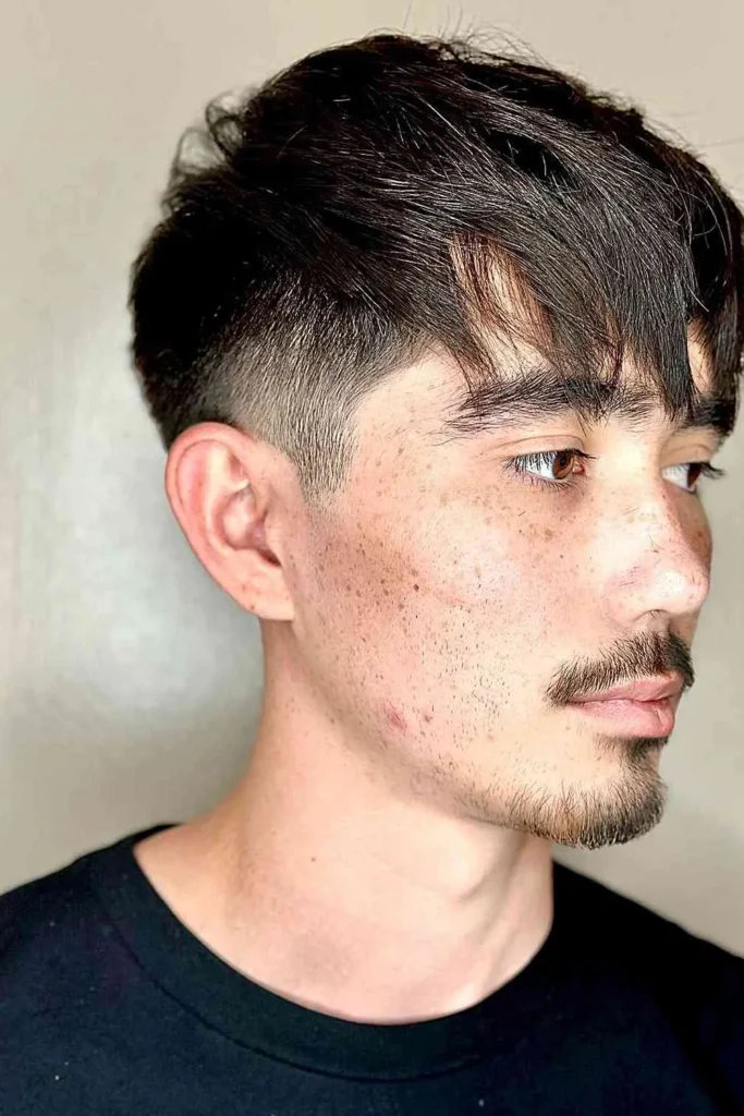 Mid Fade French Cut with Long Fringe