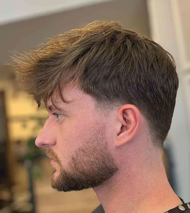 Natural Messy Top with Taper Fade
