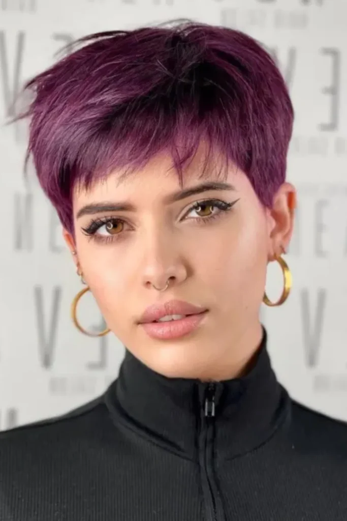 Plum Pixie Cut