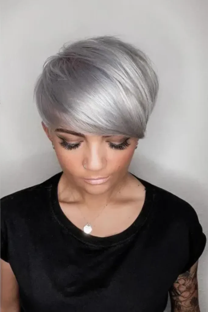 Silver Pixie for Thick Hair