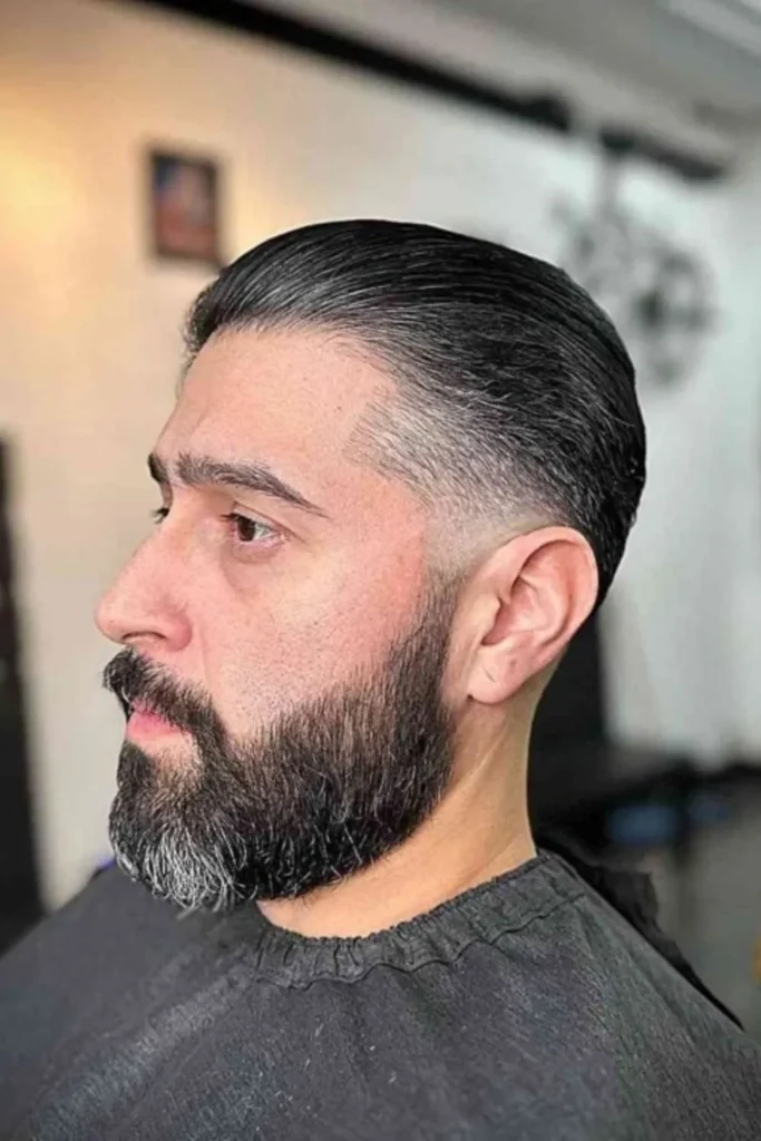 Slicked Back with Low Fade