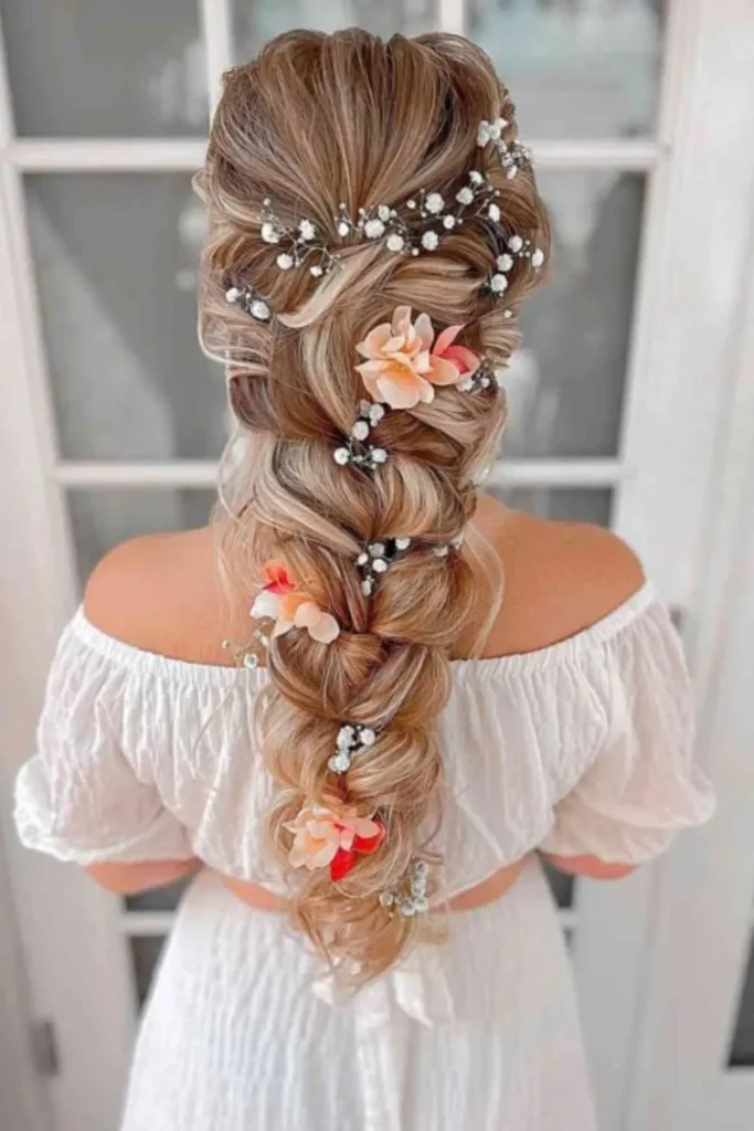 Stunning Braided Long Hair with Flowers