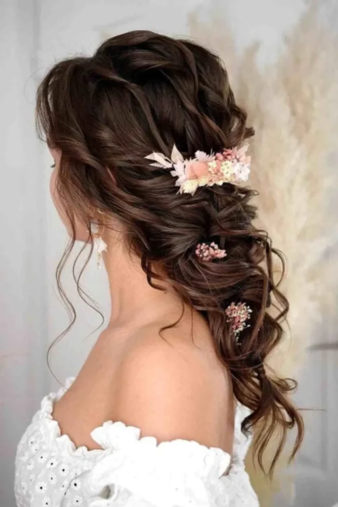 Stunning Messy Braid with Flowers