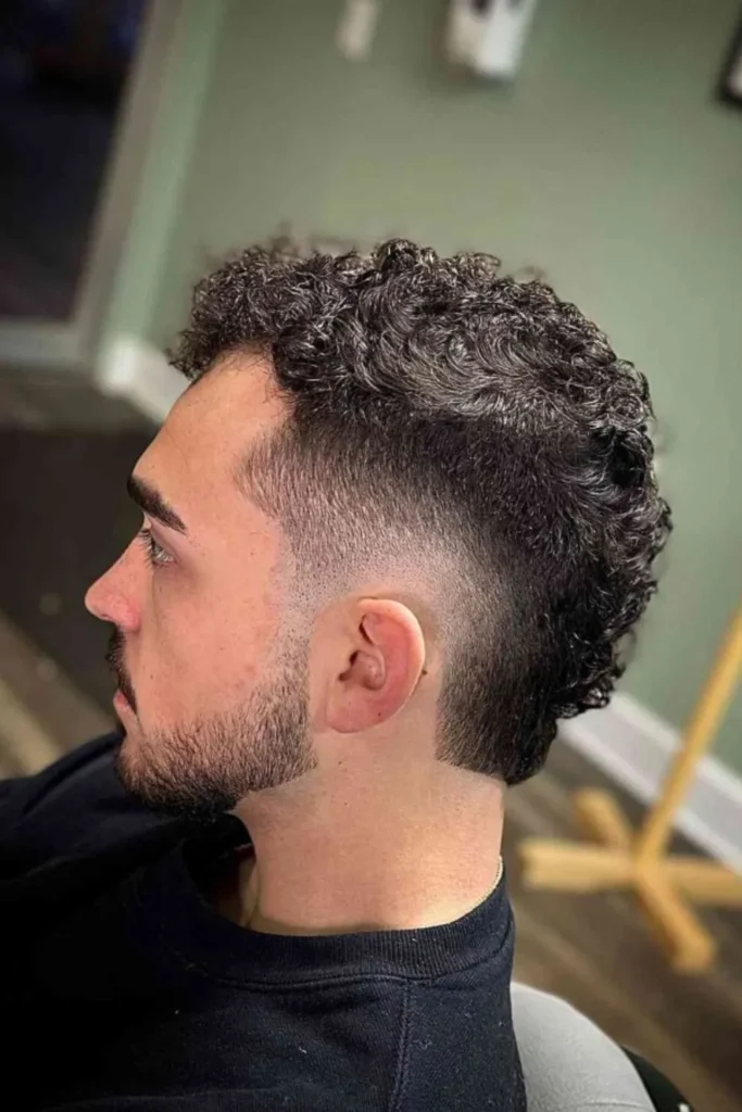Tapered Burst Fade Curly Cut