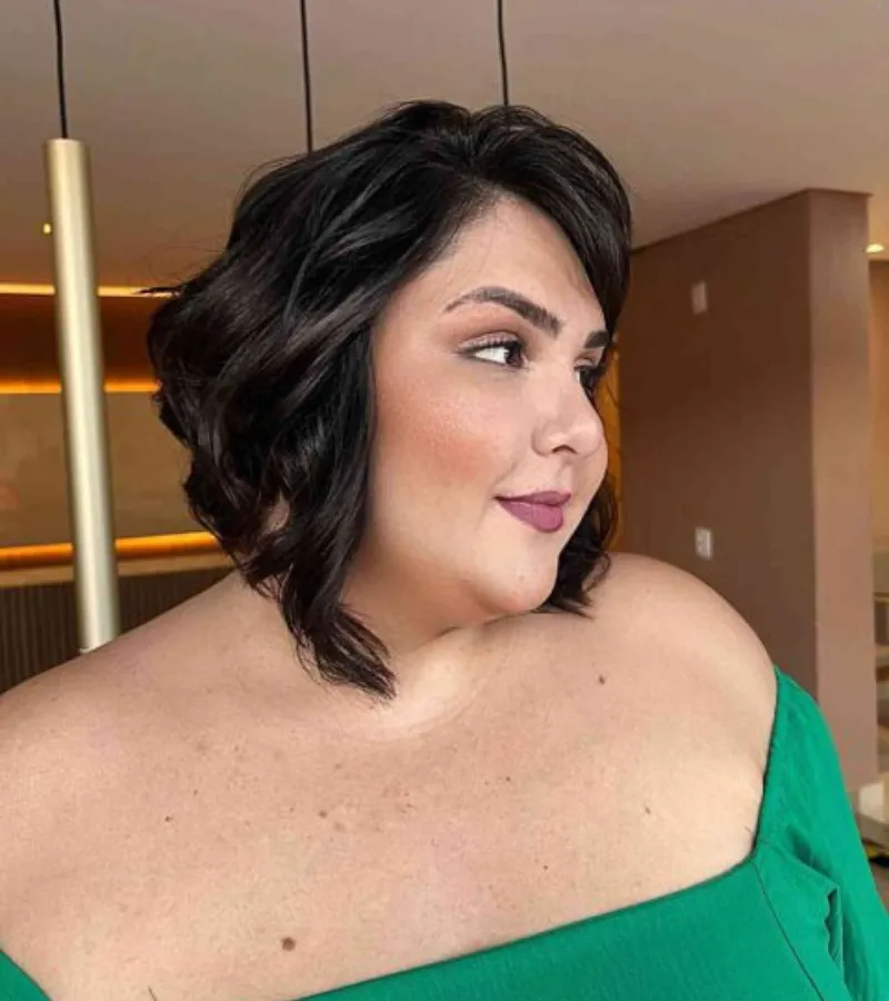 Tousled Dark Brunette A-Line Bob