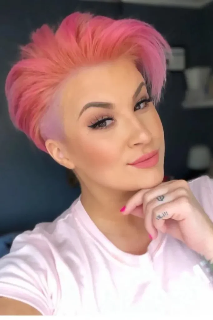 Vivid Undercut Pixie With Long Bangs
