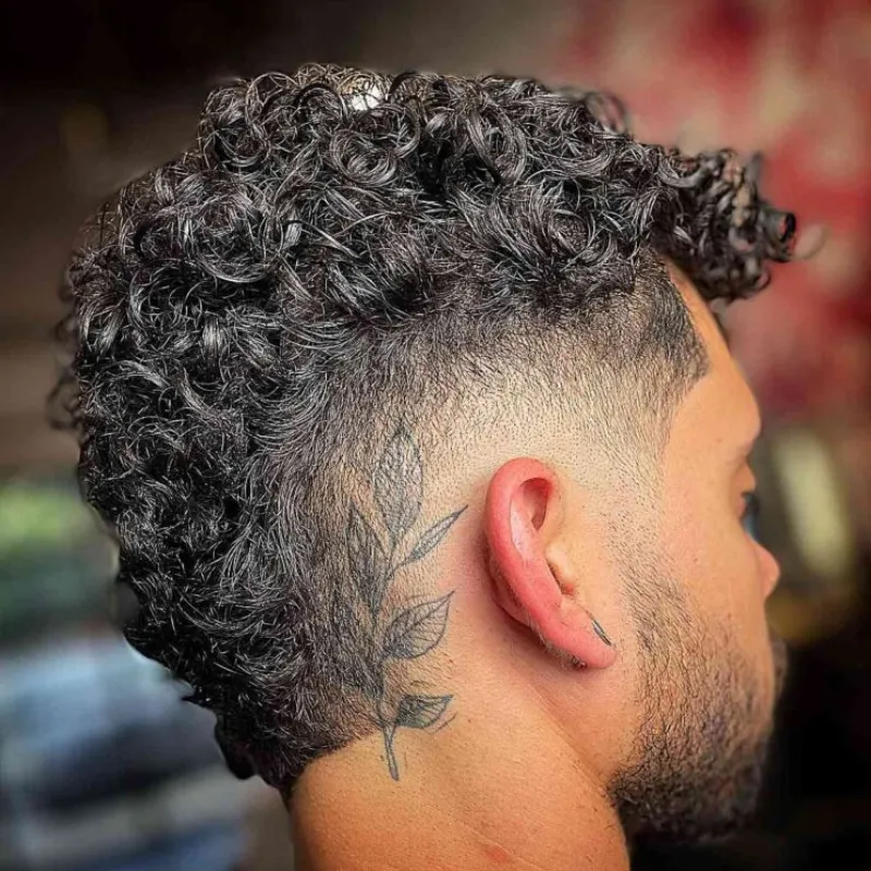 Voluminous Curls with Burst Fade Cut