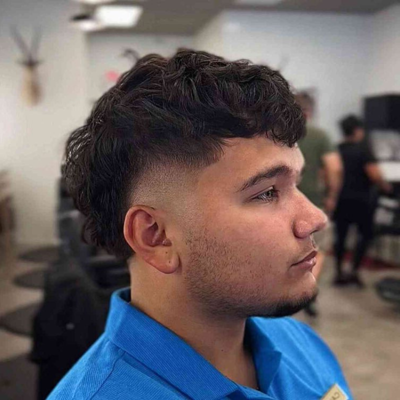 Wavy Hair with Mid Burst Fade