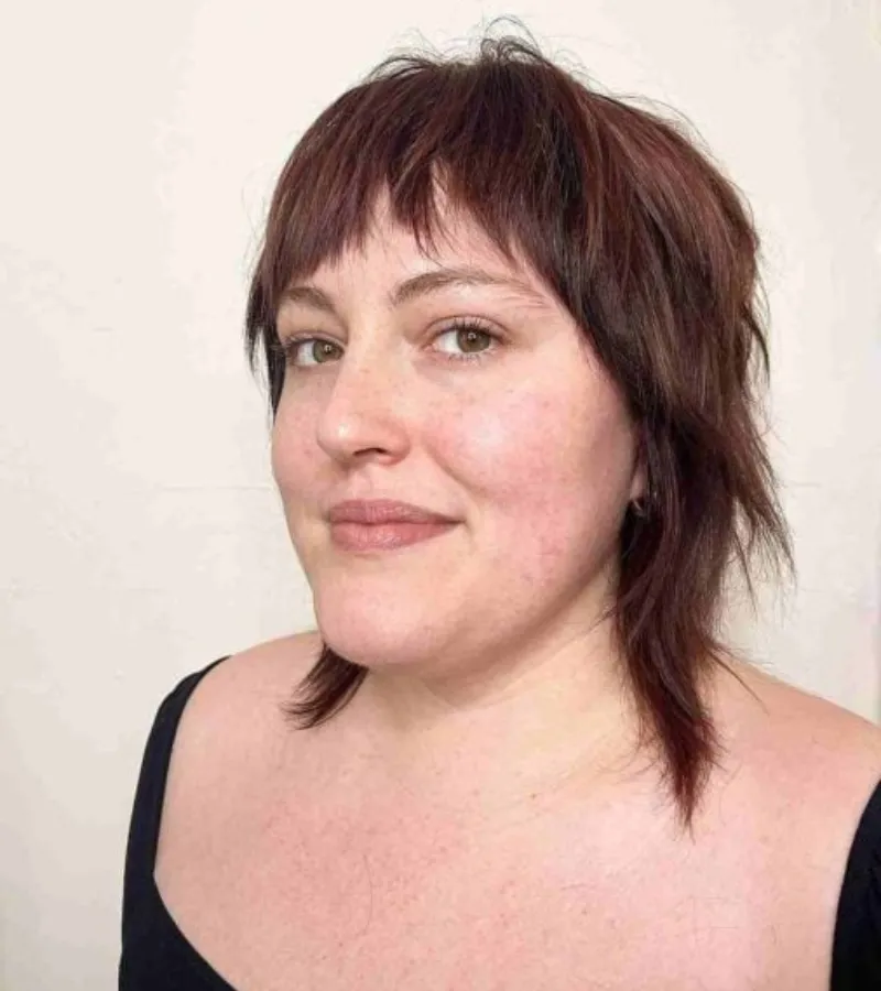 straight Mini Shag with Choppy Layers and Bangs
