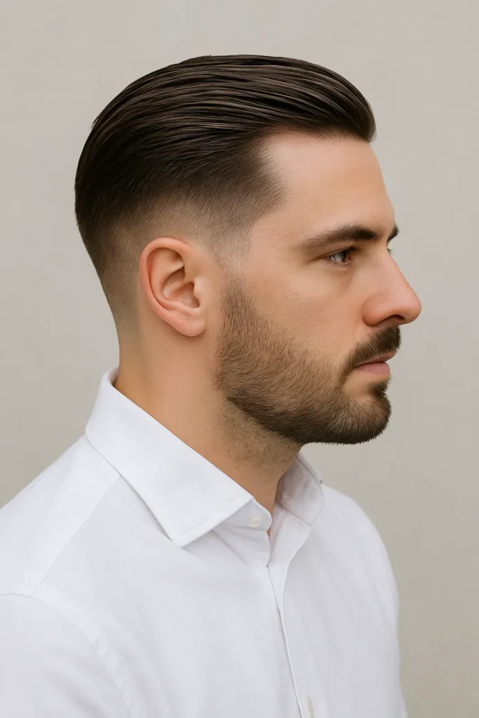 Slicked Back with Low Fade