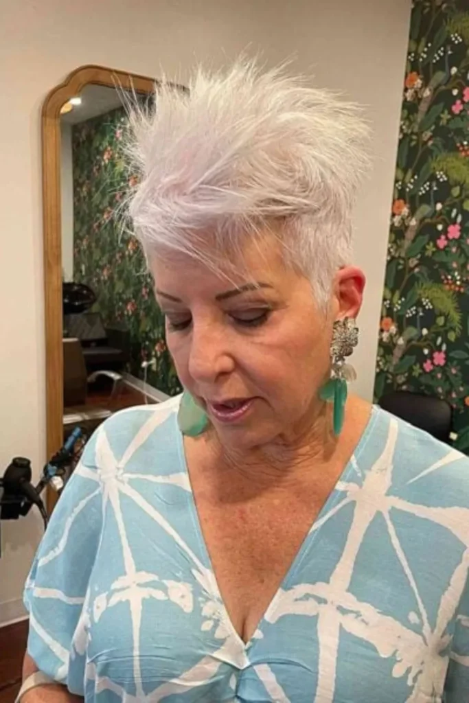 Classic White Spiky Pixie Cut for Thin Hair