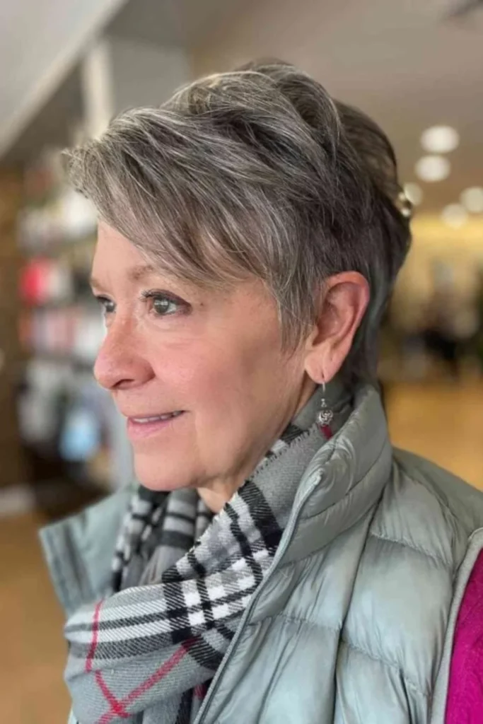 Feminine Gray Pixie Cut