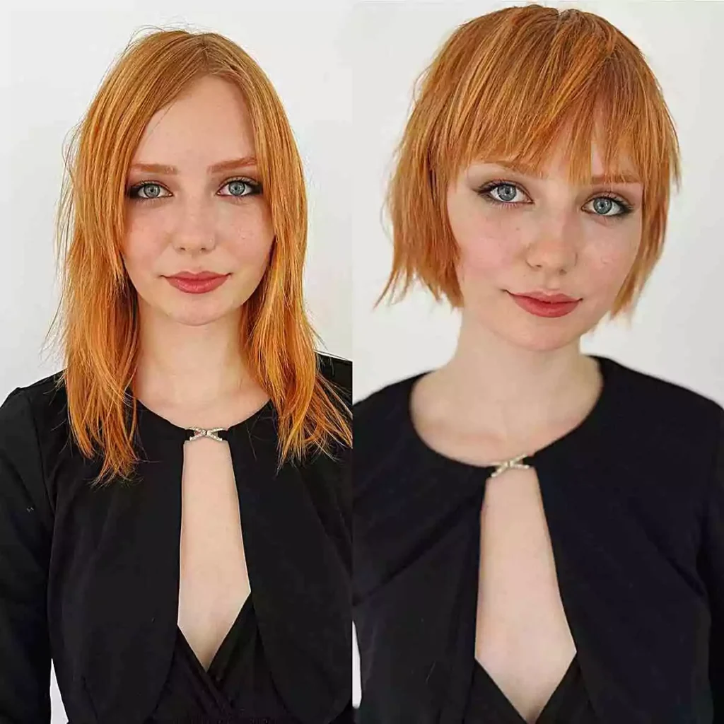 Jaw-Length Razored Choppy Bob with a Fringe