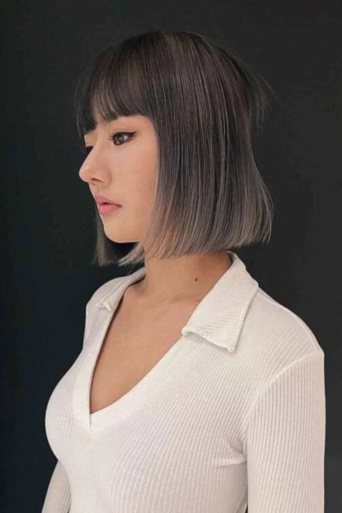 Low-Maintenance Sleek Lob with See-Through Bangs