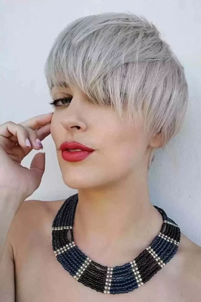 Platinum Pixie with Asymmetrical Bangs