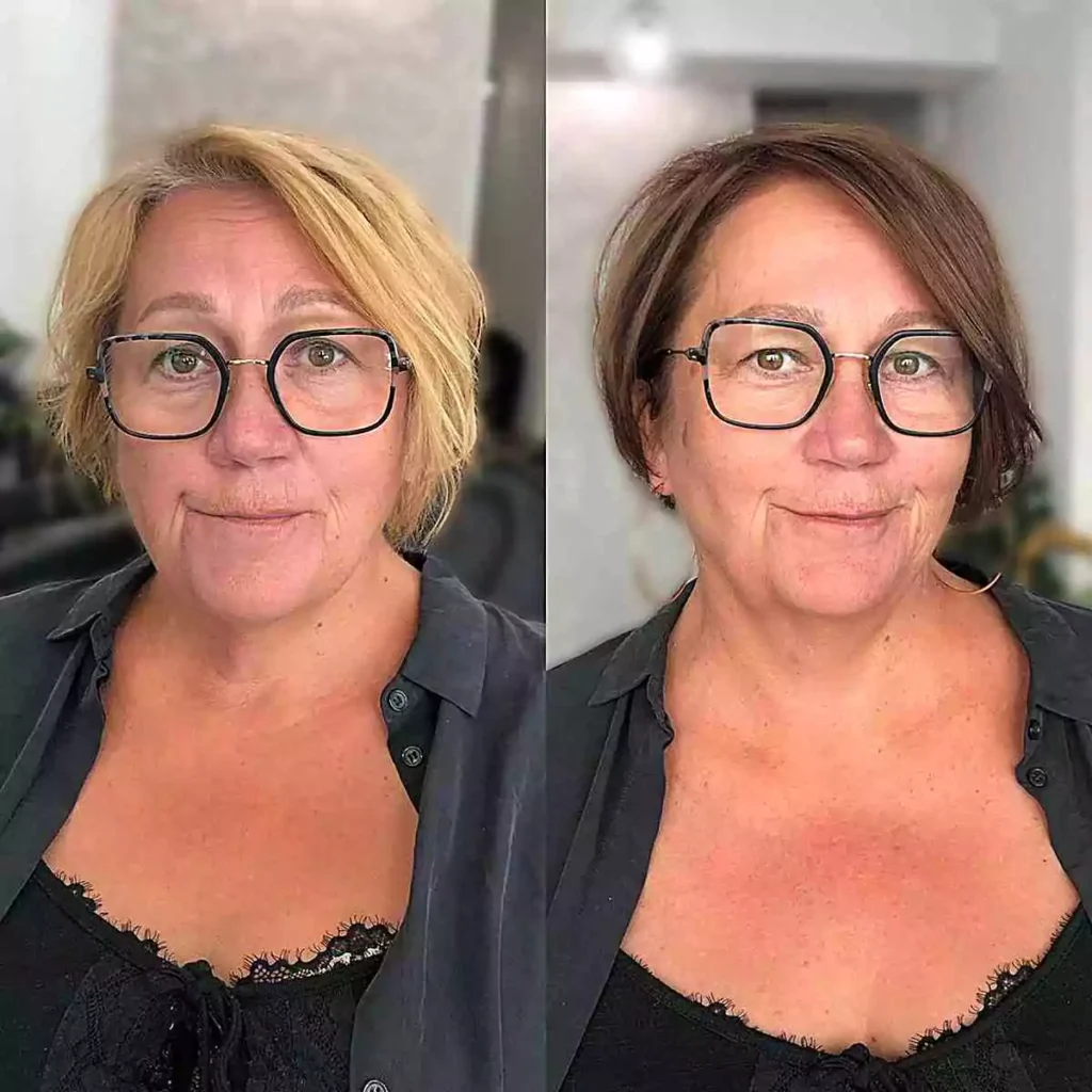 Short Thin-Haired Bob for Women with Glasses