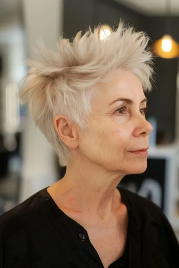 Spiky Pixie Cut for Older Women