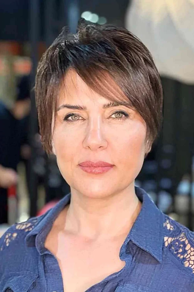 Very Short Hair with Sweeping Bangs