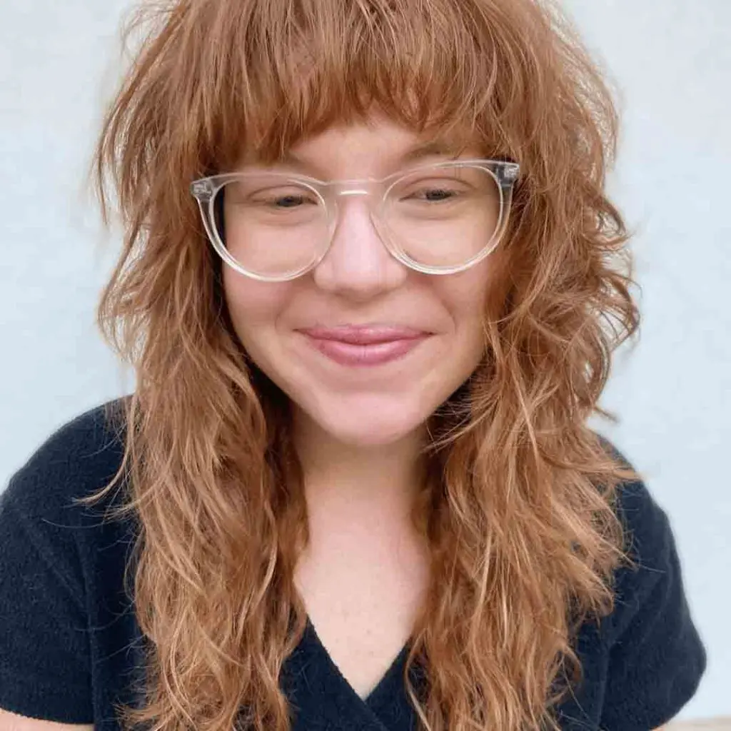 Curly Shaggy Light Brown Wolf Cut With Messy Bangs
