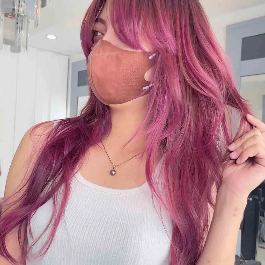 Dramatic Purple Pink Long Wolf Cut