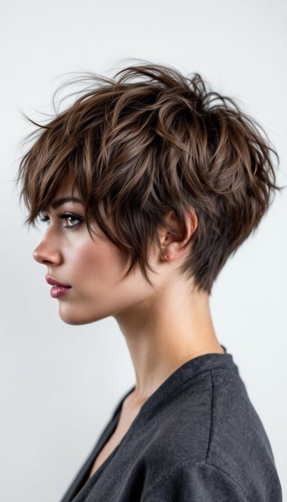 Short Wolf Cut with Asymmetrical Bangs