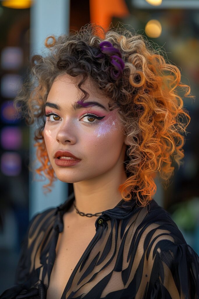 Halloween Color Idea for Short Curly Hair