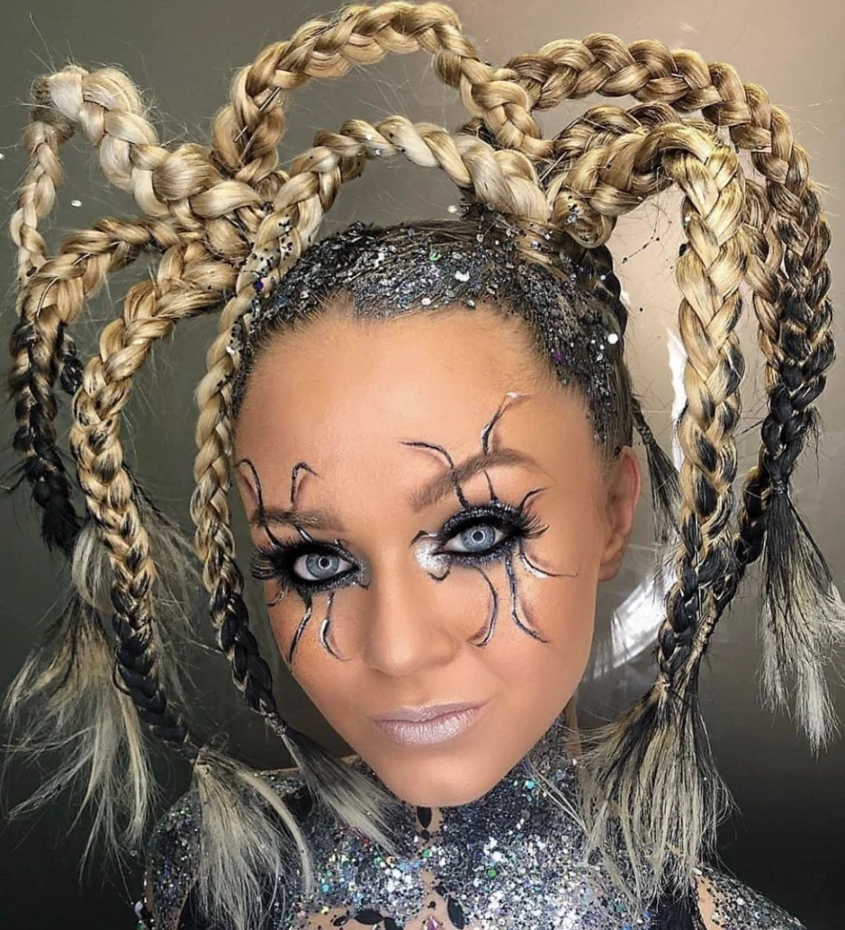Intricate Braided Space Buns with Sparkling Accents