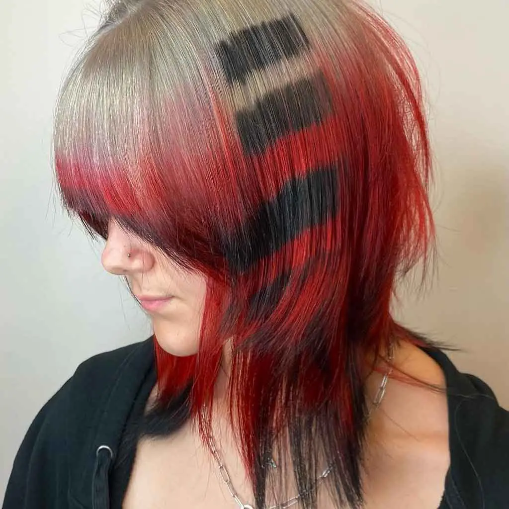 Multi-Toned Wolf Cut With Black Block Highlights